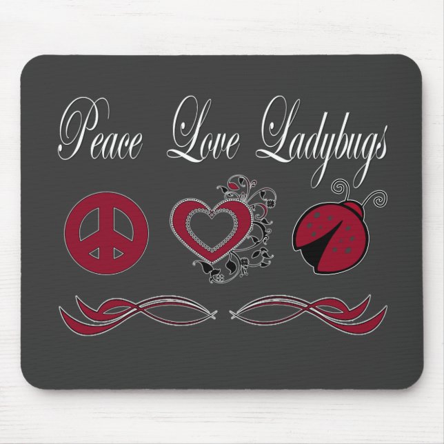 Peace Love Ladybugs Mouse Mat (Front)