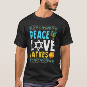 Peace Love Latkes Hanukkah Chanukah Jewish T-Shirt