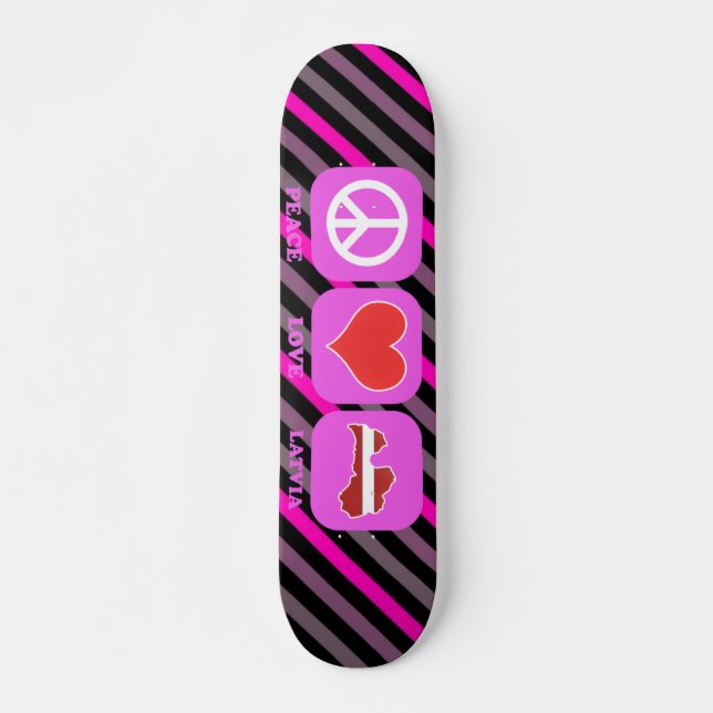 Peace Love Latvia Skateboard (Front)