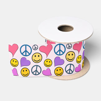 Peace Love Laugh Cute Satin Ribbon