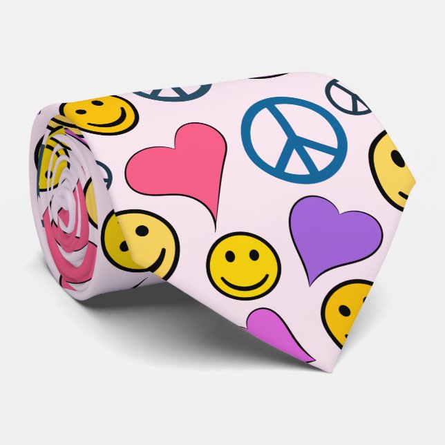 Peace Love Laugh Pattern Tie (Rolled)