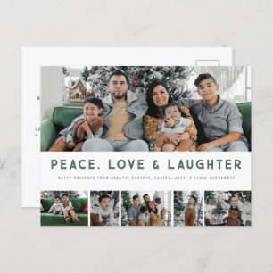 Peace, Love & Laughter MultiPhoto Holiday Postcard