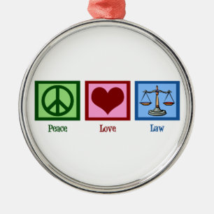 Peace Love Law Metal Tree Decoration