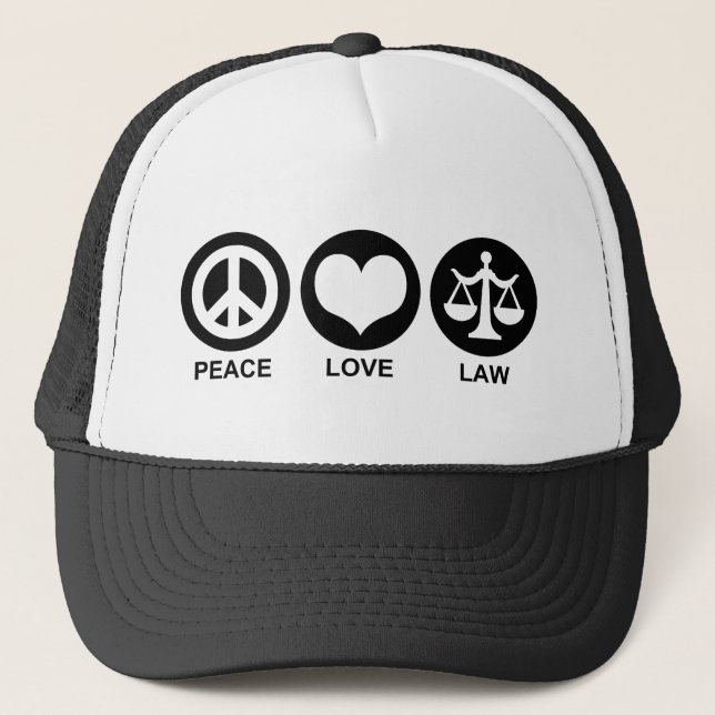 Peace Love Law Trucker Hat (Front)