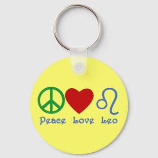 Peace Love Leo Astrological Design Key Ring