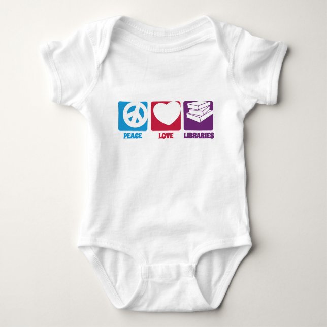 Peace Love Libraries Baby Outfit Bodysuit (Front)