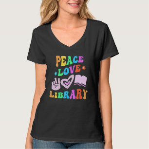PEACE LOVE LIBRARY Retro Librarian Groovy Back To T-Shirt