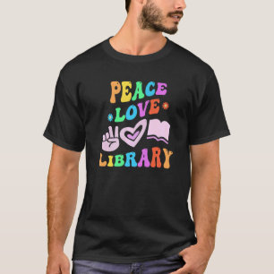 PEACE LOVE LIBRARY Retro Librarian Groovy Back To T-Shirt