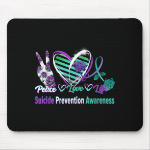 Peace Love Life Awareness Womens Semi Colon Gift Mouse Mat