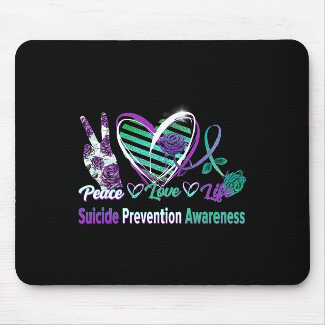 Peace Love Life Suicide Awareness  Semi Colon Gift Mouse Mat (Front)