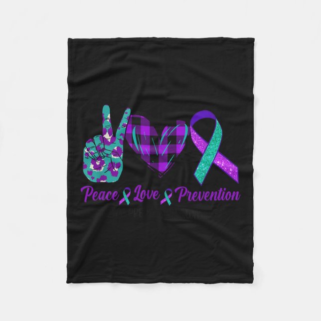 Peace Love Life Suicide Awareness Womens Semi Colo Fleece Blanket (Front)