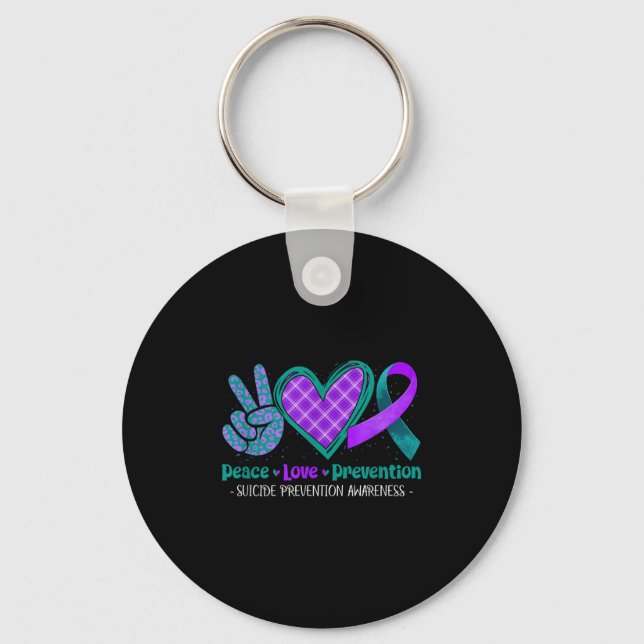Peace Love Life Suicide Prevention Awareness Purpl Key Ring (Front)