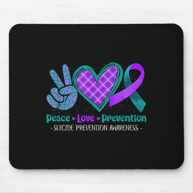 Peace Love Life Suicide Prevention Awareness Purpl Mouse Mat (Front)