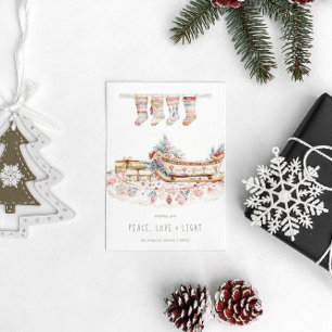 Peace, Love & Light   Boho Christmas Wishes Holiday Postcard