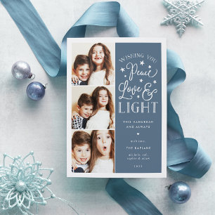 Peace, Love & Light   Hanukkah Photo Holiday Card