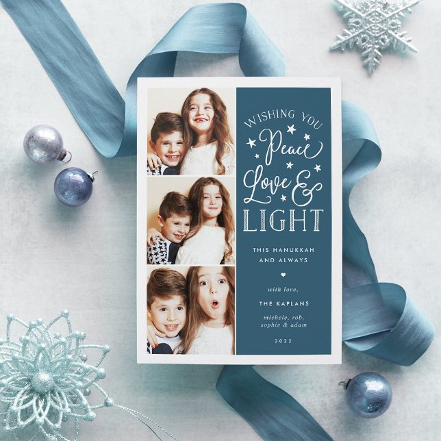 Peace, Love & Light | Hanukkah Photo Holiday Card (Creator Uploaded)