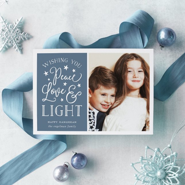 Peace, Love & Light | Hanukkah Photo Holiday Card (Creator Uploaded)