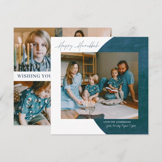 Peace Love Light | Happy Hanukkah Photo Collage Holiday Card (Front/Back)