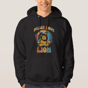 Peace Love Lion Hippie Yoga Wildcat Meditation Hu Hoodie
