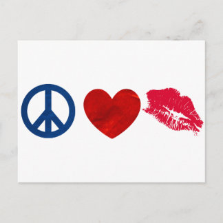 Peace, Love, Lipstick Kiss Postcard