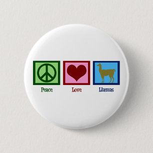 Peace Love Llamas 6 Cm Round Badge