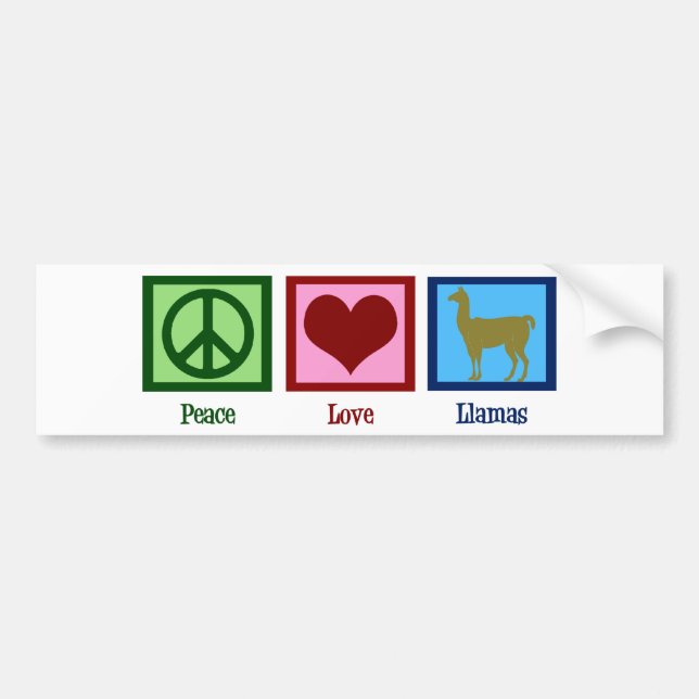 Peace Love Llamas Bumper Sticker (Front)
