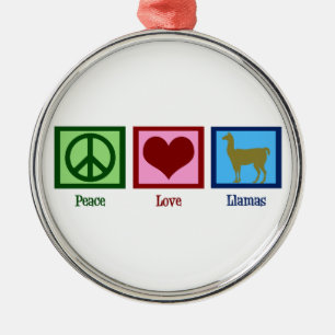 Peace Love Llamas Metal Tree Decoration