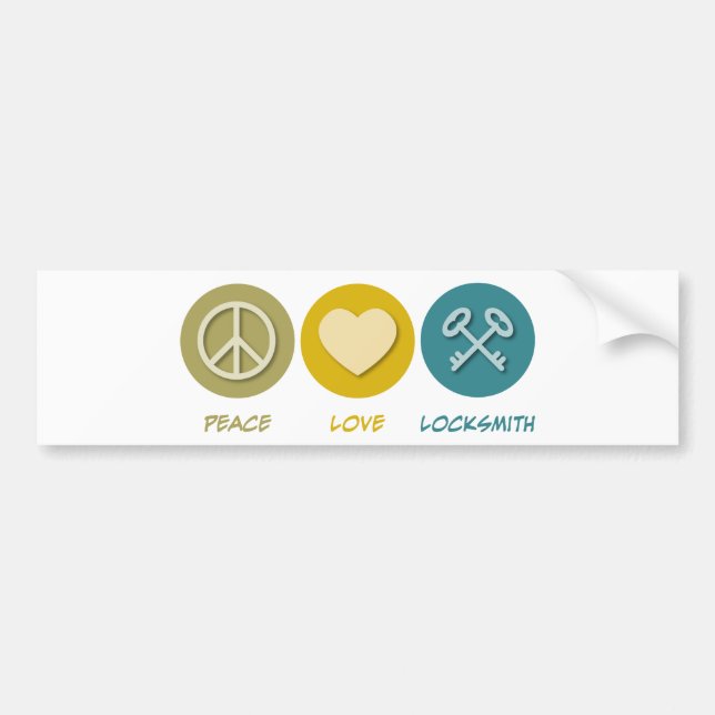 Peace Love Locksmith Bumper Sticker (Front)