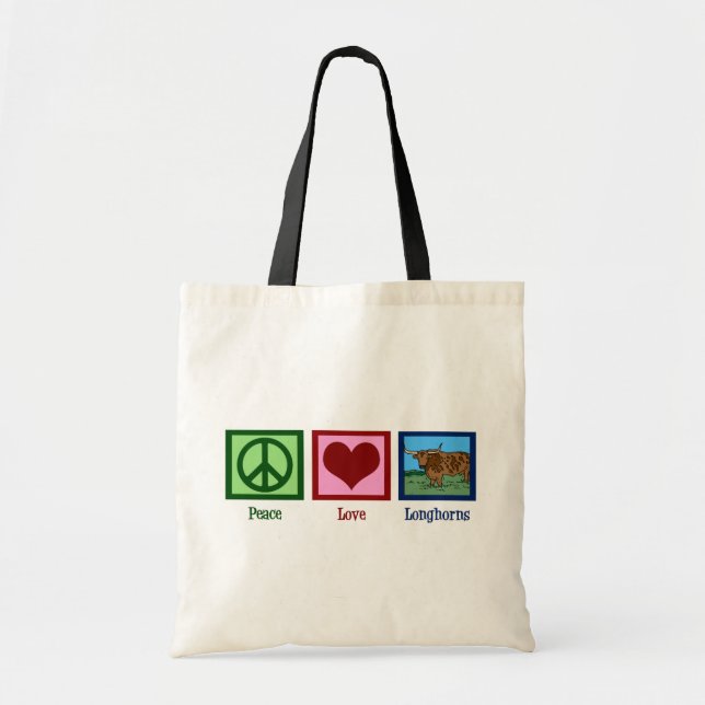 Peace Love Longhorns Tote Bag (Front)