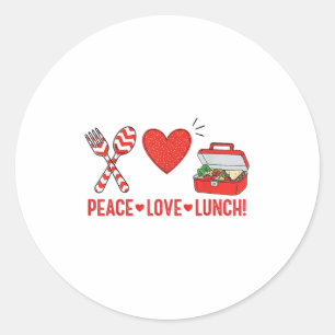 Peace Love Lunch Lady Appreciation Box Back To Sch Classic Round Sticker