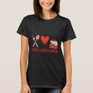 Peace Love Lunch Lady Appreciation Box Back To Sch T-Shirt
