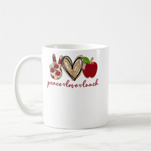 Peace Love Lunch Womens Funny Lunch Lady Gifts Coffee Mug