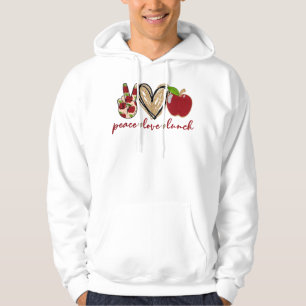 Peace Love Lunch Womens Funny Lunch Lady Gifts  Hoodie
