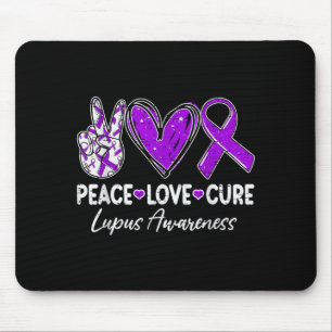 Peace Love Lupus Awareness Warrior Purple Ribbon Mouse Mat