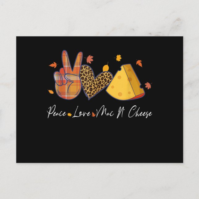 Peace Love Mac N Cheese Halloween Thanksgiving Announcement Postcard (Front)