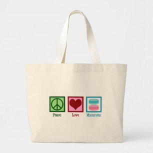 Peace Love Macarons Cute Macaron Bakery Large Tote Bag