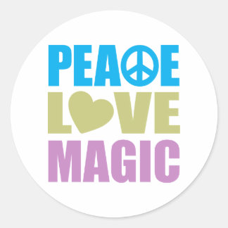 Peace Love Magic Classic Round Sticker