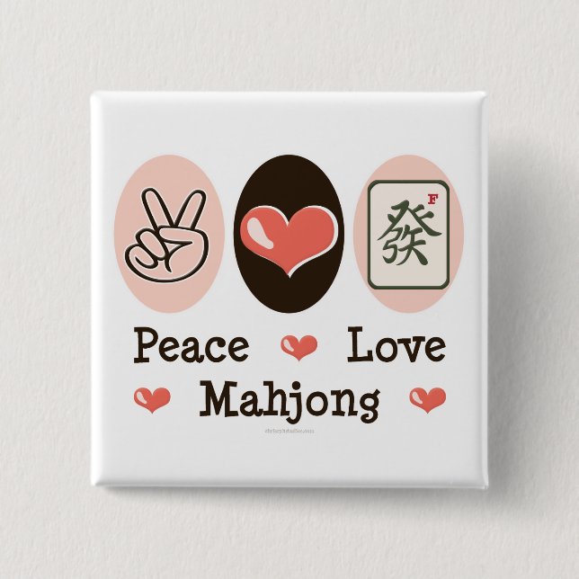Peace Love Mahjong Button (Front)
