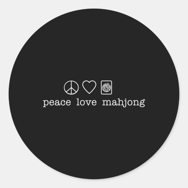 Peace Love Mahjong Classic Round Sticker (Front)