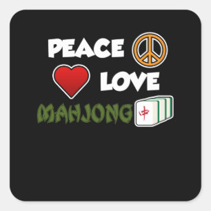 Peace Love Mahjong Game Mahjong Player Games Square Sticker