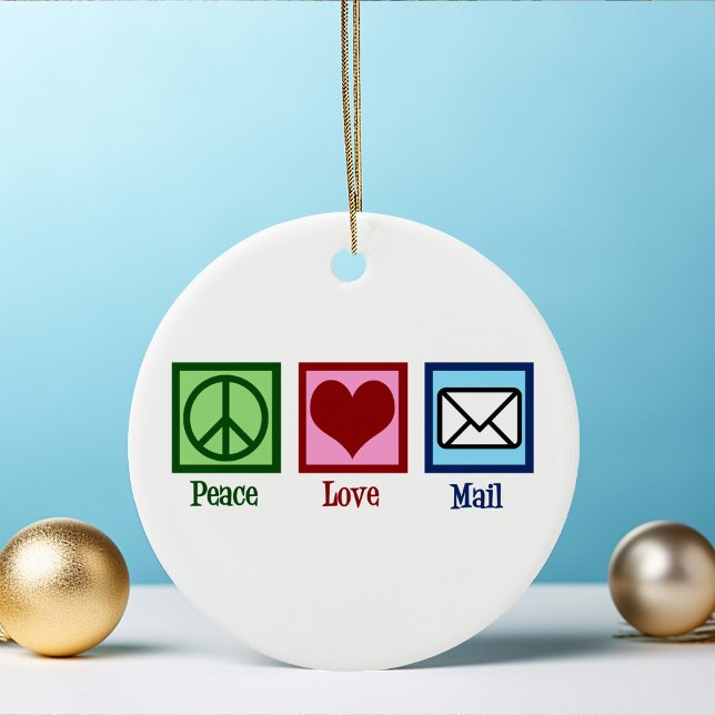 Peace Love Mail Ceramic Tree Decoration (Creator Uploaded)