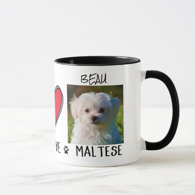 Peace Love Maltese Dog Lovers Mug (Right)