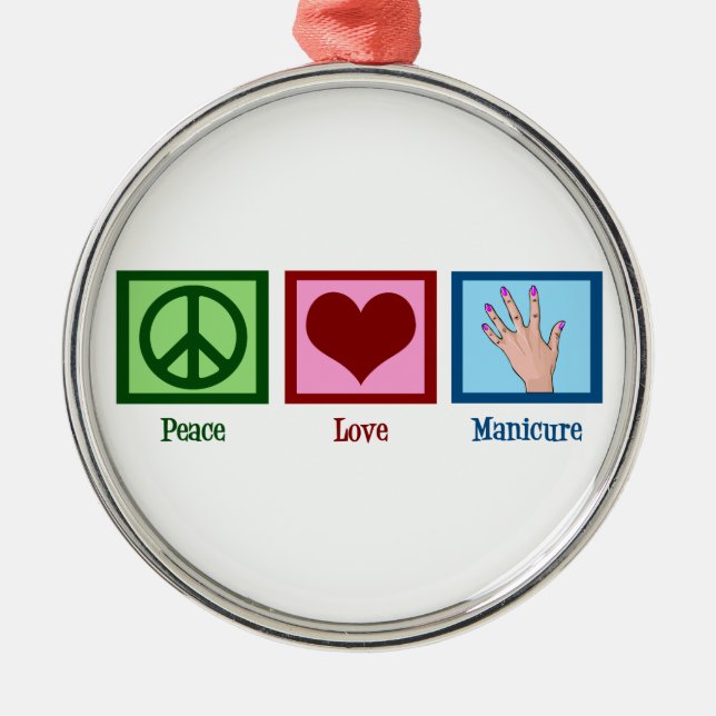 Peace Love Manicure Metal Tree Decoration (Front)