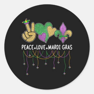 Peace Love Mardi Gras 2024 New Orleans Carnival Pa Classic Round Sticker