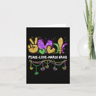 Peace Love Mardi Gras Carnival Beads Outfit Women Card