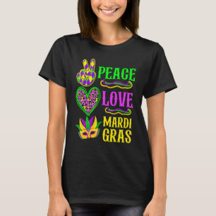 Peace Love Mardi Gras Leopard Funny Festival Carni T-Shirt