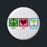 Peace Love Margaritas 6 Cm Round Badge<br><div class="desc">I heart yummy margaritas. A cute margarita lover button to pass out to bar patrons. Customise with your restaurant business name and pass out to customers.</div>