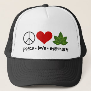 Peace Love Marinara Basil Leaves Cluster Trucker Hat
