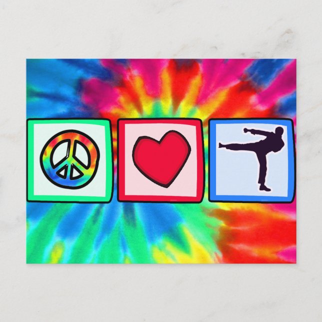 Peace, Love, Martial Arts Postcard (Front)
