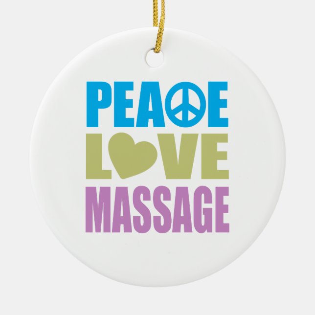 Peace Love Massage Ceramic Tree Decoration (Front)